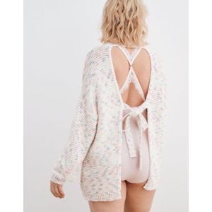 Backless Rainbow Knit Sweater